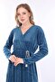 Women's Long Sleeve Velvet Dress - 3