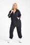 Women's Tomy Zippered Hooded Large Size Tracksuit Set