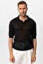 Polo collar Lace-Like Knit men's t-shirt - 4