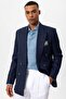 Men's Blazer Jacket - 100% Linen, Navy Blue, Double Breasted Closure - 2