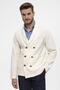 Ecru Shawl Collar Double Breasted Closure Men's Cardigan