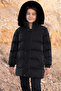 Black Boy's Puffer Jacket with Removable Hood and Fur Inside 19690 - 4