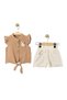 My Little One's Cicileri Angels Girls' Shorts Set with Ties - Brown - 2