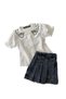 My Little Girl's Embroidered Denim Shorts Set - Smoked - 3