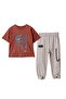 My Little Boy's Cicileri Roar Time Boys' Set with Chain Accessory and Pocket - Tile - 2