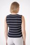 Women's Gold Buttoned Standard Fit Striped Textured Knitwear Vest Navy Blue-White 25W3010 - 5