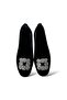 Women's Stoned Buckle Suede Ballerinas BLACK - SMOKE - 3
