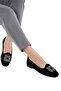 Women's Stoned Buckle Suede Ballerinas BLACK - SMOKE - 2