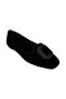 Women's Stoned Buckle Suede Ballerinas Black - Black - 5