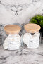 2-Piece 500ml Wooden Lid Vacuum Cotton/Makeup Cotton Labeled Glass Jar Bathroom Organizer - 2