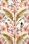 Paris Collection Modern Decorative Carpet with Pink Flowers and Birds Pattern 142 - 3