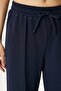Women's Moment Laced Lycra Elastic Waist Navy Blue Palazzo Trousers - 2