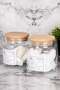 2-Piece 500ml Wooden Lid Vacuum Cotton/Makeup Cotton Labeled Glass Jar Bathroom Organizer - 3