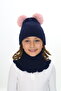 Girl's Beret Neck Collar Suit with Double Pompom 4-10 Years Old