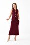 Stretchy Knit Fabric Buttoned Sleeveless Vest and High Waist Midi Length Skirt Burgundy Two-Piece Knit Set 5155 - 8