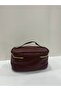 Women's Makeup Bag Burgundy Color Handle Clutch Bag - 5