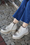 (Astara) Genuine Leather Adjustable Lace Detailed Zippered Inside Orthopedic Ankle Boots - 8