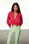 Women's Aqua Green Plaid Woven Trousers - 2