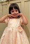 Salmon Flower Detailed Glittery Polka Dot Balloon Sleeve Baby Girl Dress - 2