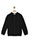 Plain Black Zippered Hooded Sweatshirt