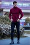 Unisex Claret Red Thick Ribbed Camisole Ribbed Slim Fit Turtleneck Turtleneck Sweater - 4