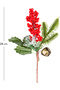 New Year's Flower, Snowy Pique Berry, with Bells, Red-Green - 30 cm - 3