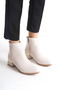 Short Heeled Zippered Simple Classic Women's Cream Boots Bootie - 3