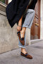 Vanessa Women's Tan Leopard Black Garnish True Leather Shoes - 6