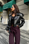 Premium Trend Faux Leather Design Biker Jacket - 4