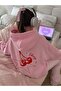 Cherry Star Sweatshirt - Pink Printed Oversize Hooded Hoodie