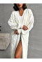 Standard Size Cherry Patterned Cotton Women's Knitwear Long Cardigan - 7