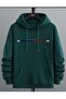 3 Thread Paris Striped Sweatshirt - Nefti Green Printed Oversize Hooded Hoodie