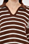 Women's Polo Neck Striped Oversize Knitwear Sweater - 5