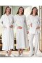 Women's Ecru Lace Special Design Cotton Maternity Maternity Dressing Gown Nightgown Pajama Set - 3