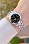 Women's Wristwatch with Black Cord and Metallic Color - 6