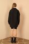 Jacquard Fabric Small Square Pattern Oversize Women's Shirt-Black - 5
