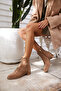 Becco Women's Nude Beige Real Suede Low Heel Boots