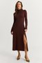 Women's Brown Turtleneck Midi Dress Hor15