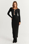 Women's Black-White Ribbon Detail Camisole Maxi Christmas Dress Xl2043 - 3