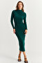 Women's Emerald Green Drape Maxi Dress Dmr377 - 2
