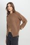 Regular Fit Regular Cut Button Detailed Youth Cute Women's Camel Knitwear Sweater Cardigan - 4