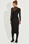 Women's Black Tulle Detailed Asymmetrical Midi Dress Mey2601 - 6