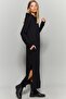 Black Double Slit Hooded Maxi Dress Mey1111 - 2