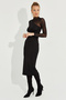 Women's Black Tulle Detailed Asymmetrical Midi Dress Mey2601 - 5