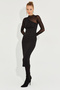 Women's Black Tulle Detailed Asymmetrical Midi Dress Mey2601 - 2