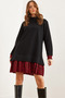 Women's Black Red Floral Embellished Thessaloniki Dress Elb-19000965