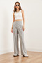 Women's Light Gray Single Button Polyviscose Palazzo Trousers Pnt- 19000296 - 2