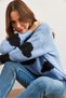 Women's Blue Cloud Detailed Soft Textured Knitwear Sweater Kzk- 19000857 - 3