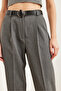 Women's Smoked Belted Pocket Single Pleat Polyviscon Carrot Trousers Pnt- 19000297 - 7