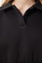 Women's Black Polo Neck Raised Crop Knitted Sweatshirt Hw00014 - 4